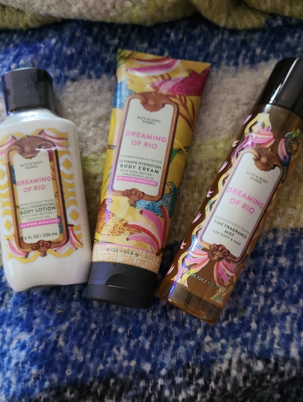 Bath & Body Works Dreaming of Rio Body Care Trio - Yellow, Pink, Blue Accents